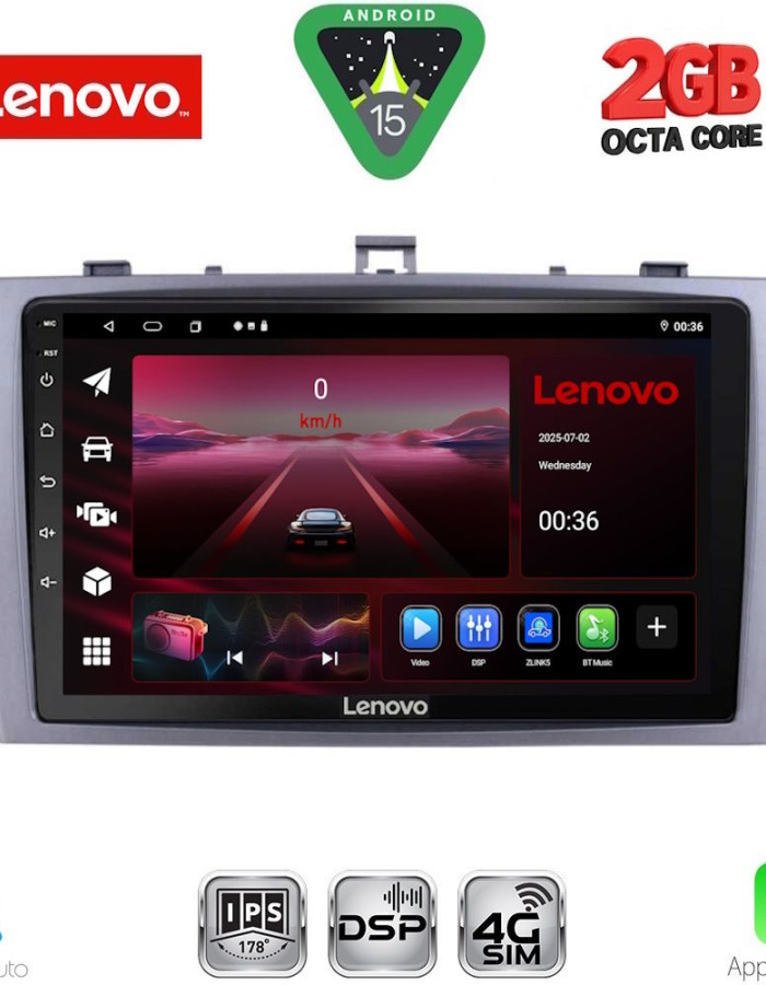 LENOVO LVF 5705SL_CPA (9inc) MULTIMEDIA TABLET for TOYOTA AVENSIS (T27) mod. 2009-2015 (SILVER)