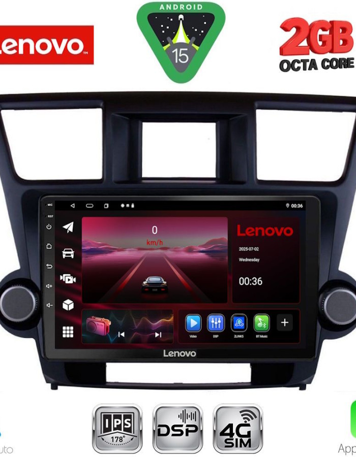 LENOVO LVF 5719_CPA (10inc) MULTIMEDIA TABLET for TOYOTA HIGHLANDER mod. 2008-2015