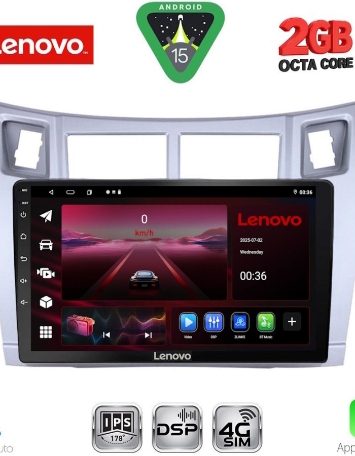 LENOVO LVF 5736SL_CPAA (9inc) MULTIMEDIA TABLET for TOYOTA YARIS mod. 2006-2011 (SILVER)