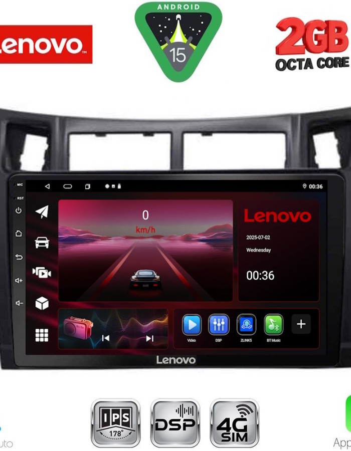 LENOVO LVF 5736BL_CPA (9inc) MULTIMEDIA TABLET for TOYOTA YARIS mod. 2006-2011 (BLACK)