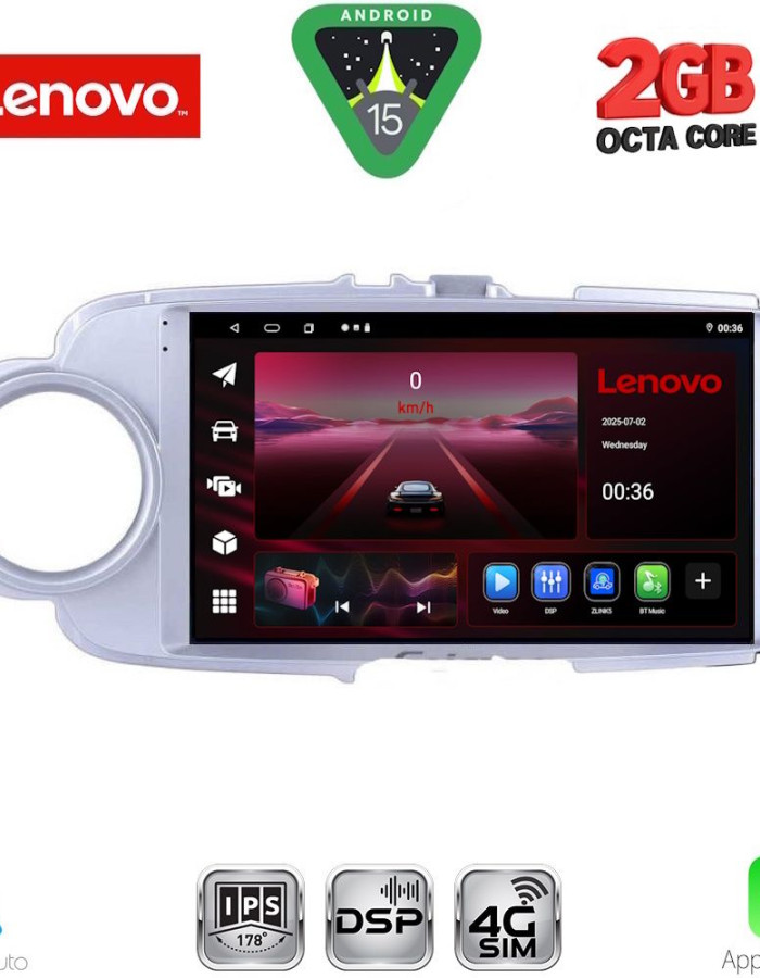 LENOVO LVF 5737SL_CPA (9inc) MULTIMEDIA TABLET for TOYOTA YARIS mod. 2011-2015 (SILVER)