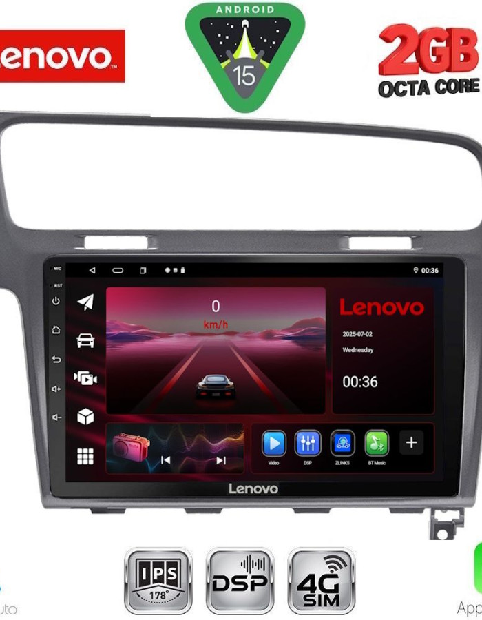 LENOVO LVF 5747GR_CPA (10inc) MULTIMEDIA TABLET for VW GOLF 7 mod. 2013-2020 (GRAY)