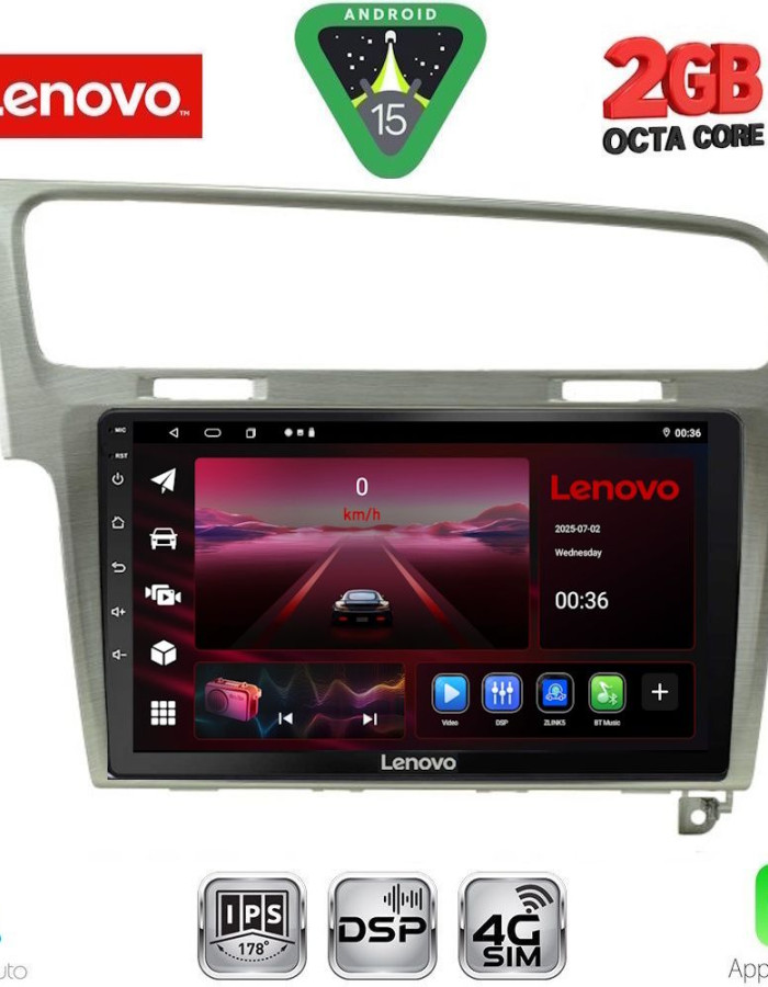 LENOVO LVF 5747SL_CPA (10inc) MULTIMEDIA TABLET for VW GOLF 7 mod. 2013-2020 (SILVER)
