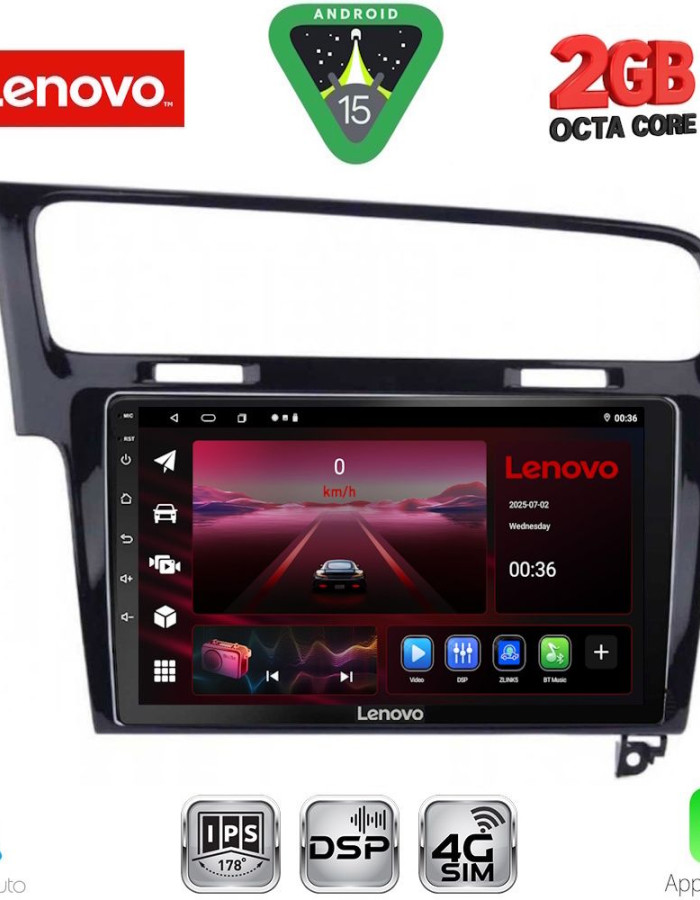 LENOVO LVF 5747BL_CPA (10inc) MULTIMEDIA TABLET for VW GOLF 7 mod. 2013-2020 (SHINY BLACK)
