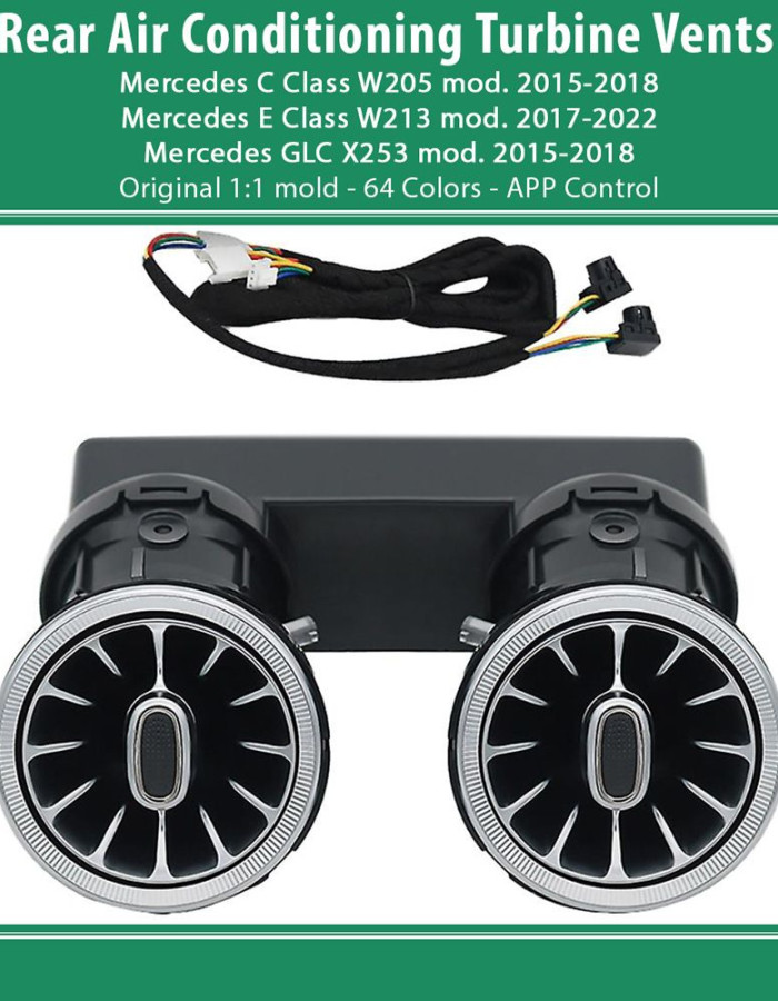 DIQ AMBIENT 8176 I - REAR AIRVENTS for BENZ C-GLC-E (Digital iQ Rear Turbine Air Vent Ambient Light Kit for MERCEDES C - GLC mod. 2015-2018 - E mod. 2017-2020)