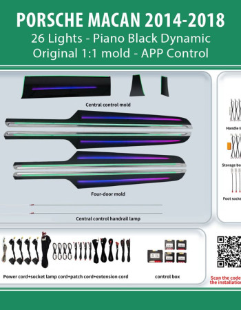DIQ AMBIENT PORSCHE BSJ05D (Digital iQ Ambient Light for Porsche Macan mod. 2014-2018 with 26 Lights) PIANO BLACK DYNAMIC