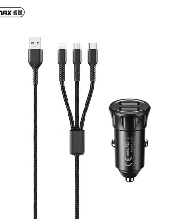 REMAX RCC236 12W (3 in 1 CAR CHARGER - CABLE)