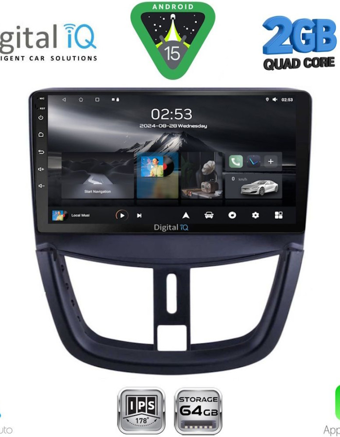 DIGITAL IQ RSD 1507_CPA (9inc) MULTIMEDIA TABLET for PEUGEOT 207 mod. 2007-2014