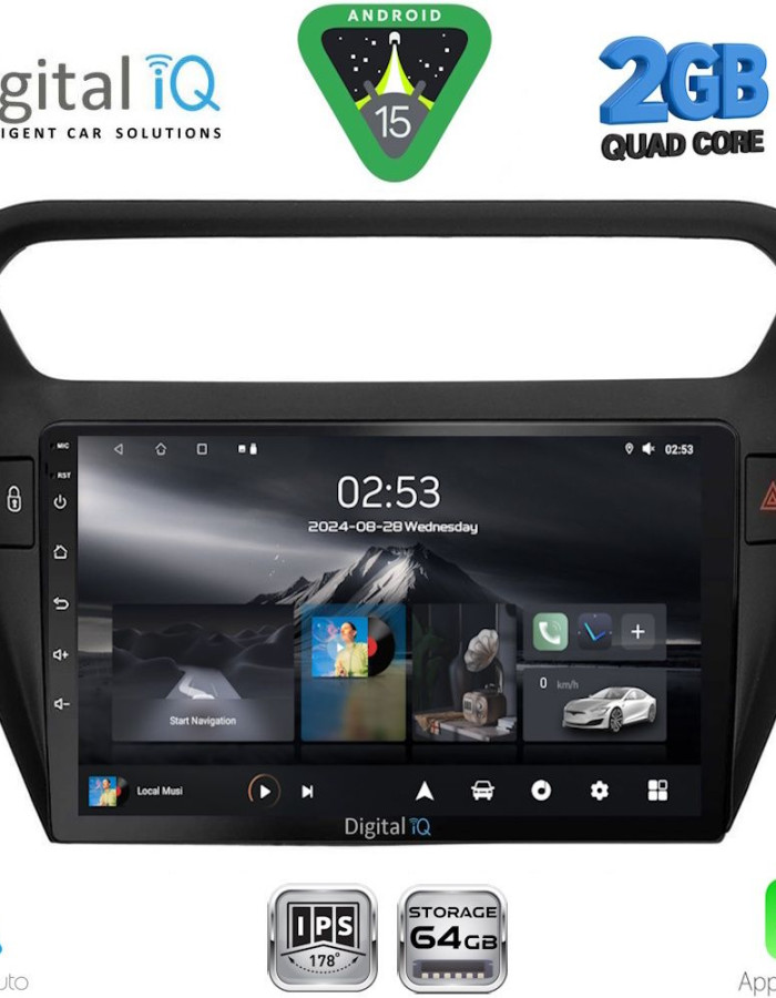 DIGITAL IQ RSD 1511BL_CPA (9inc) MULTIMEDIA TABLET for CITROEN ELYSEE – PEUGEOT 301 mod. 2013-2026 (BLACK)