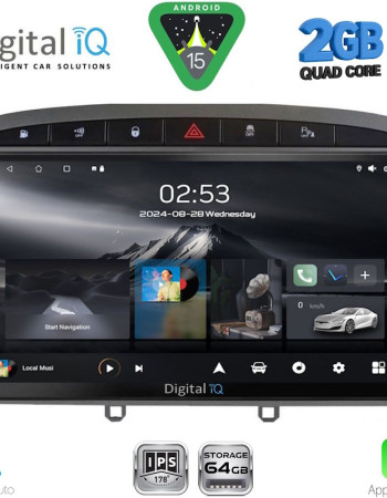 DIGITAL IQ RSD 1513GR_CPA (9inc) MULTIMEDIA TABLET for PEUGEOT 308 mod.2007-2012 - RCZ mod.2009-2015 (GREY)