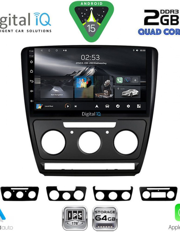 DIGITAL IQ RSD 1595BL_CPA (10inc) MULTIMEDIA TABLET for SKODA OCTAVIA 5 mod. 2005-2012 (BLACK)