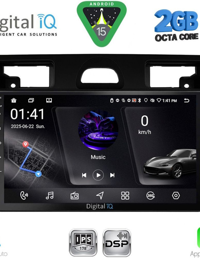 DIGITAL IQ RSF 4153BL_CPA (9inc) MULTIMEDIA TABLET for FORD FIESTA mod. 2005-2008 (BLACK)