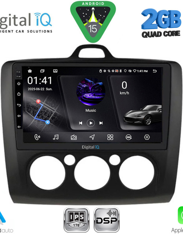 DIGITAL IQ RSF 4156BL_CPA A/C (9inc) MULTIMEDIA TABLET for FORD FOCUS mod. 2005-2012 (BLACK)