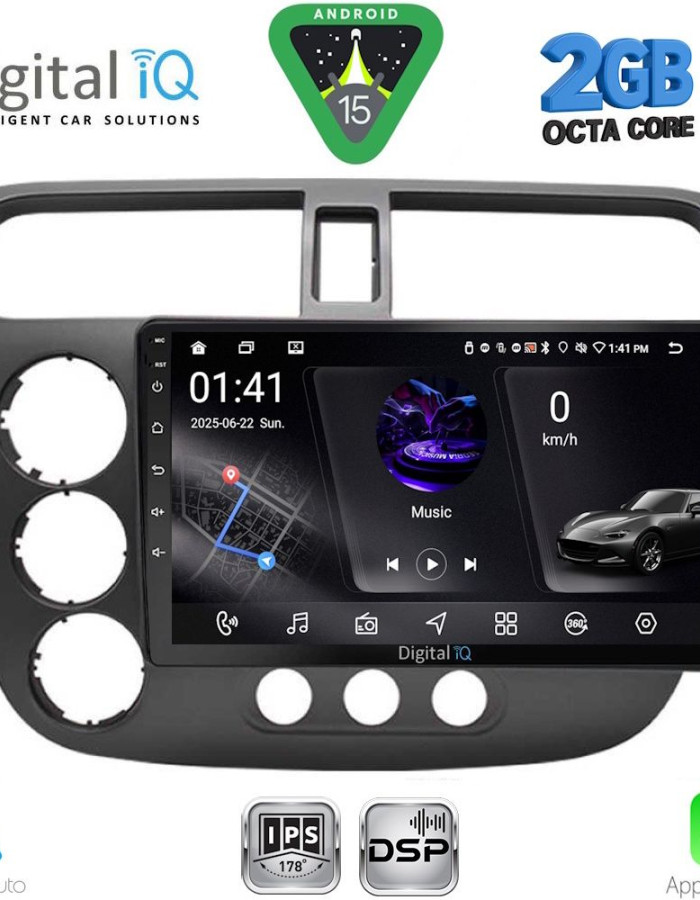 DIGITAL IQ RSF 4187_CPA (9inc) MULTIMEDIA TABLET for HONDA CIVIC 4D mod. 2001-2006