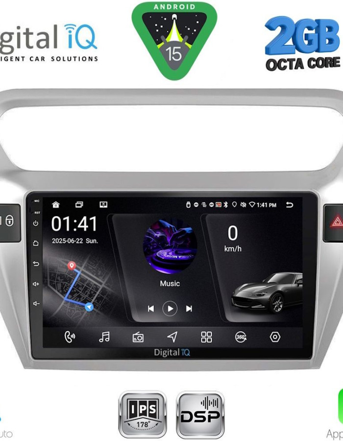 DIGITAL IQ RSF 4511SL_CPA (9inc) MULTIMEDIA TABLET for CITROEN ELYSEE – PEUGEOT 301 mod. 2013-2026 (SILVER)
