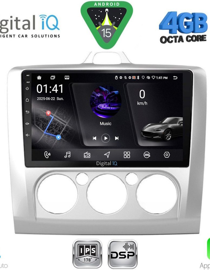 DIGITAL IQ RSG 6156SL_CPA A/C (9inc) MULTIMEDIA TABLET for FORD FOCUS mod. 2005-2012 (SILVER)