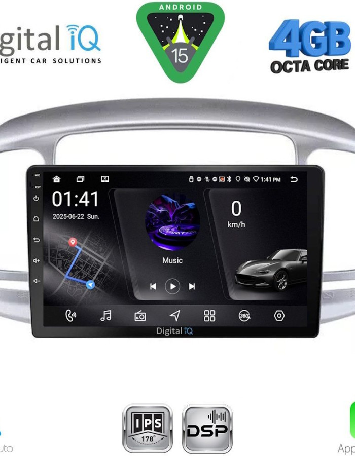 DIGITAL IQ RSG 6249SL_CPA (9inc) MULTIMEDIA TABLET for HYUNDAI ACCENT mod. 2005-2012 (SILVER)