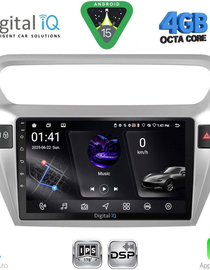 DIGITAL IQ RSG 6511SL_CPA (9inc) MULTIMEDIA TABLET for CITROEN ELYSEE – PEUGEOT 301 mod. 2013-2026 (SILVER)