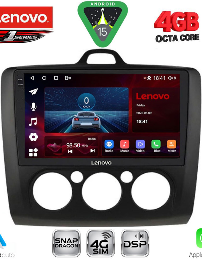 LENOVO SSQ 9156BL_CPA A/C (9inc) MULTIMEDIA TABLET for FORD FOCUS mod. 2005-2012 (BLACK)