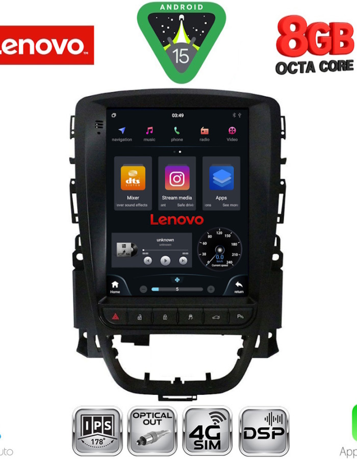 LENOVO SSW 10972_CPA TESLA STYLE for OPEL ASTRA J mod. 2011-2016