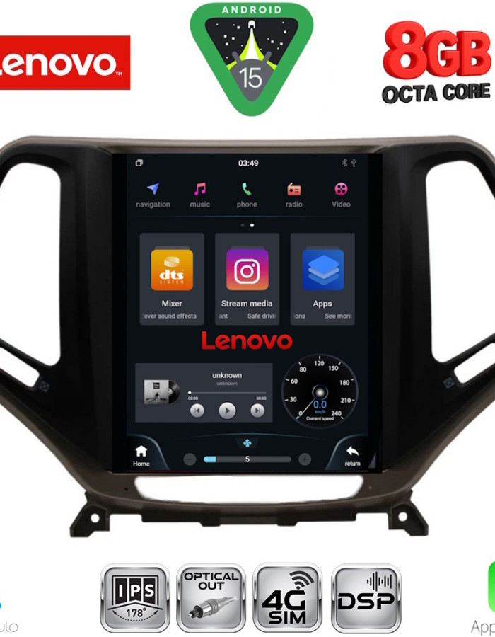 LENOVO SSW 10984_CPA TESLA STYLE for JEEP CHEROKEE mod. 2014-2024