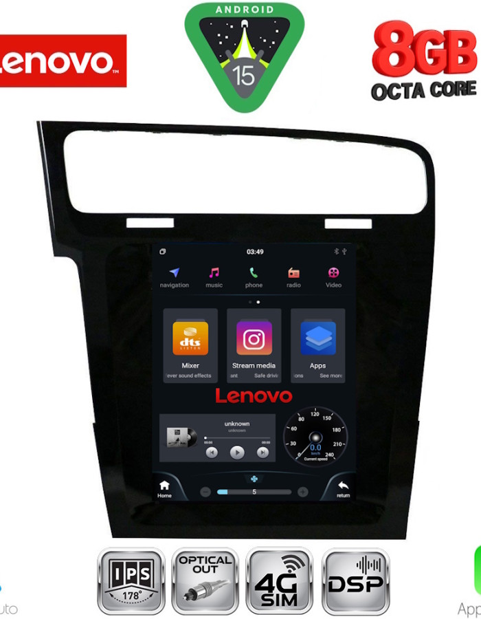 LENOVO SSW 10985_CPA TESLA STYLE for VW GOLF 7 mod. 2013-2021