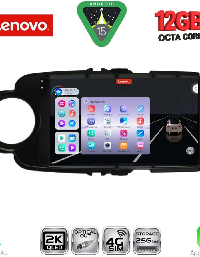 LENOVO SSZ 12737BL_CPA (9inc) MULTIMEDIA TABLET for TOYOTA YARIS mod. 2011-2015 (BLACK)