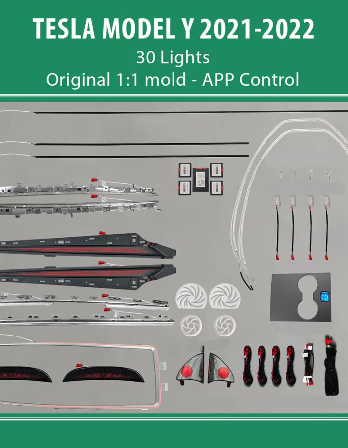 DIQ AMBIENT TESLA MODEL Y (FK) mod. 2021> FULL KIT (Digital iQ Ambient Light for Tesla Model Y mod. 2021> WITH 30 Lights Full Kit)