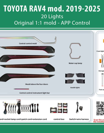 DIQ AMBIENT TOYOTA  FT04H (Digital iQ Ambient Light for Toyota RAV4 mod. 2019-2025 with 20 Lights, Dragon Scale)