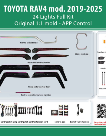 DIQ AMBIENT TOYOTA FTPJ08 (Digital iQ Ambient Light for Toyota RAV4 mod. 2019-2025 with 24 Lights, Dragon Scale Full Kit)