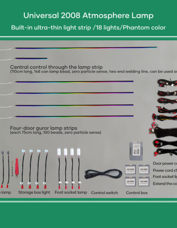 DIQ AMBIENT CRT 64 (BLACK) (Universal Thin Light Black Strip Ambient Light, 18 Lights with 64 colours)