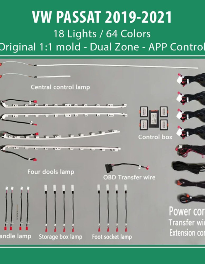 DIQ AMBIENT VW PASSAT III mod. 2019-2023 (Digital iQ Ambient Light for VW Passat mod. 2019-2023 with 18 Lights)