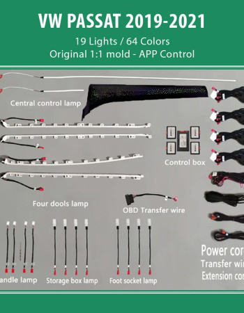 DIQ AMBIENT VW PASSAT III (TRIM) mod. 2019-2023 (Digital iQ Ambient Light for VW Passat mod. 2019-2023 with 19 Lights)