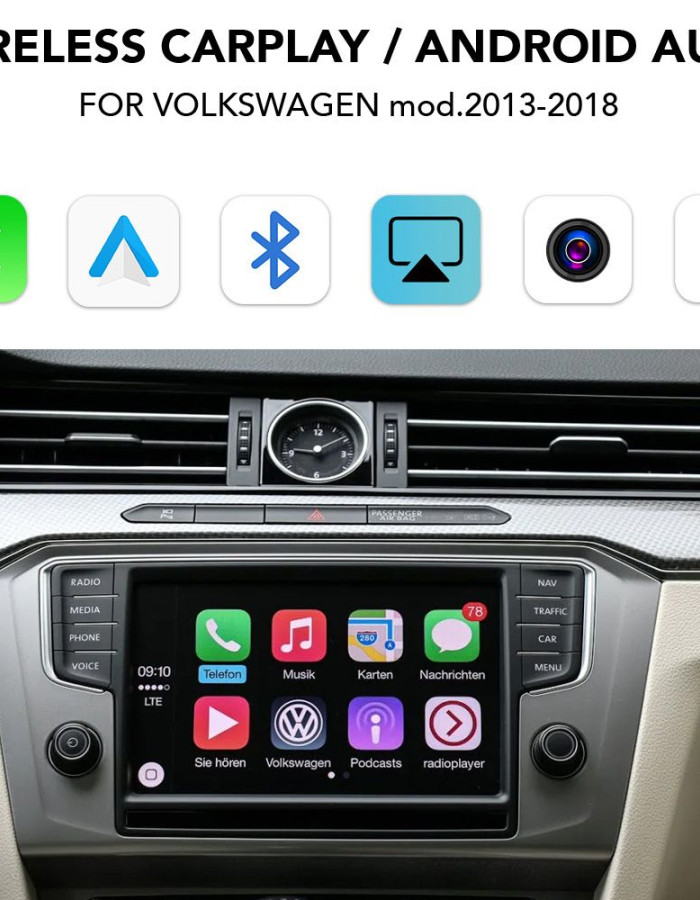 DIGITAL IQ VW 816W CPA (WIRELESS CARPLAY / ANDROID AUTO BOX for VW TOUAREG mod. 2011-2018 with 8'' screen with 2 CAMERAS)