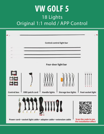 DIQ AMBIENT VW DZ05N (Digital iQ Ambient Light VW GOLF 5 mod. 2004-2008 with 18 Lights)
