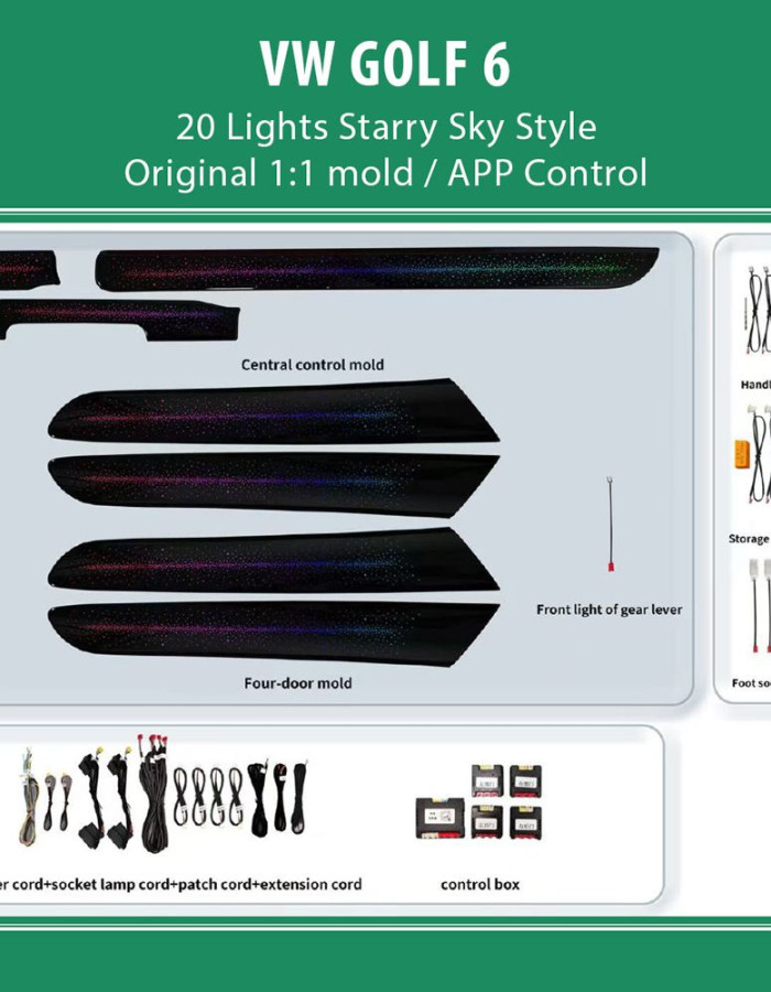 DIQ AMBIENT VW DZ30Y (Digital iQ Ambient Light VW GOLF 6 mod. 2008-2013 with 20 Lights, Starry Sky Style)