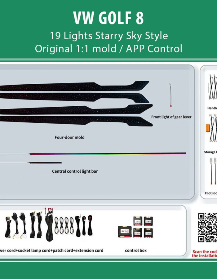 DIQ AMBIENT VW DZ29X (Digital iQ Ambient Light for VW GOLF 8 with 19 Lights, Starry Sky Style)