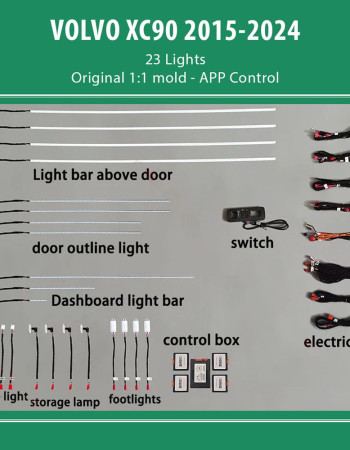DIQ AMBIENT VOLVO XC90 II mod. 2015-2024 (Digital iQ Ambient Light for VOLVO XC90 mod. 2015-2024 with 23 Lights)