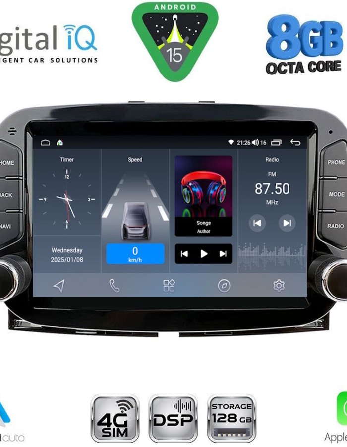 DIGITAL IQ BLM 598_CPA (7" DECK) MULTIMEDIA OEM for FIAT 500 mod. 2016-2025